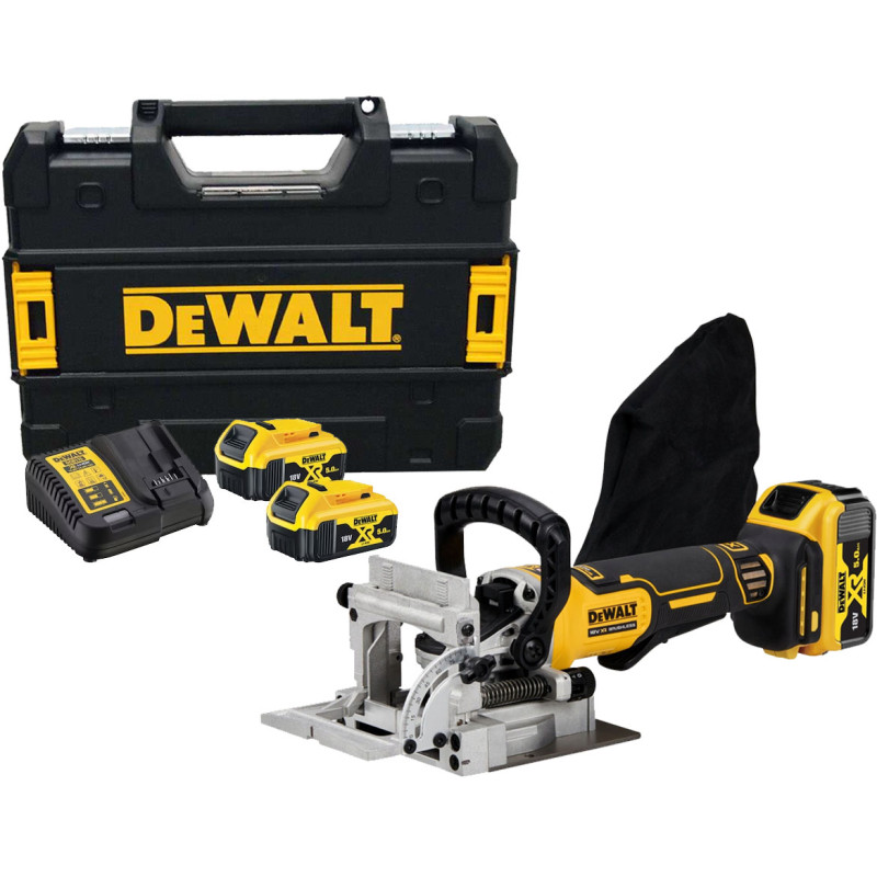 Fraiseuse à lamelles 18V XR Brushless + 2 batteries 5Ah + chargeur + coffret T STAK DEWALT DCW682P2 QW