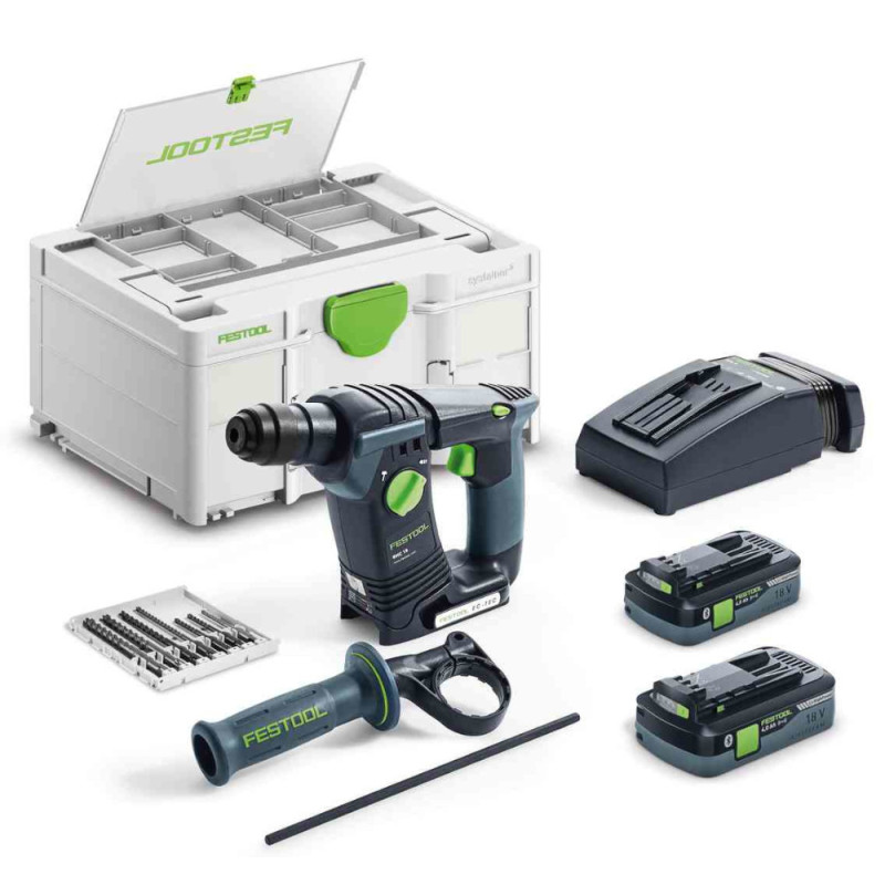 Perforateur SDS Plus 18V BHC 18 HPC 4,0 I Plus + 2 batteries 4Ah + chargeur en coffret SYSTAINER SYS3 FESTOOL 577602