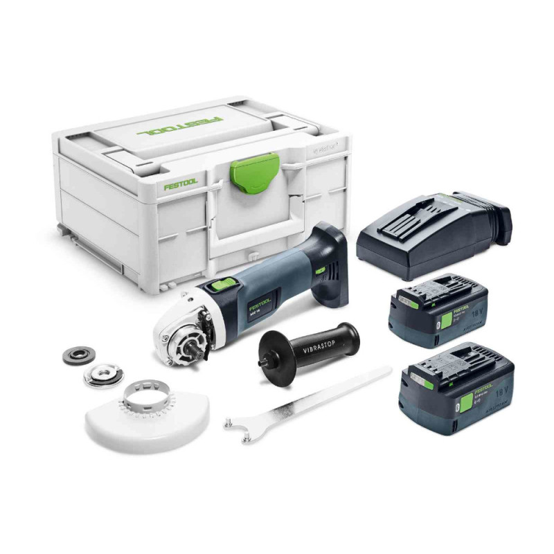 Meuleuse d angle 18V AGC 18 125 5,0 EBI Plus + 2 batteries 5Ah + chargeur en coffret Systainer SYS3 FESTOOL 577700