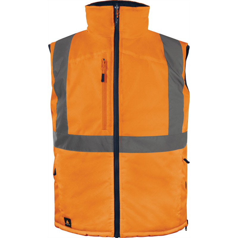 Gilet sans manche réversible HV orange bleu marine T3XL DELTA PLUS FIDJ3HVOR3X