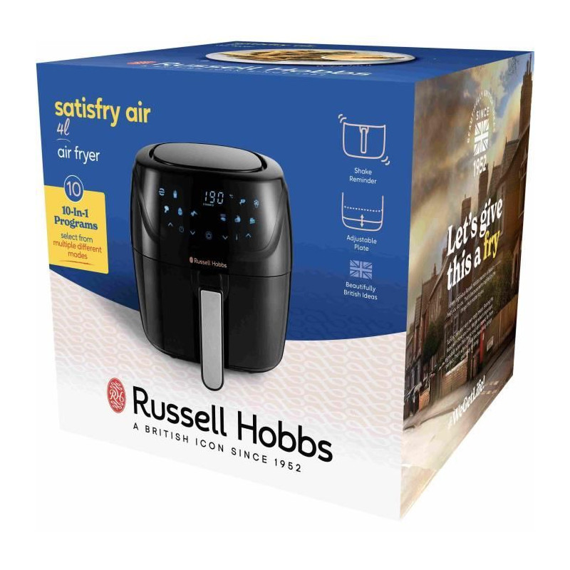 Friteuse a air - RUSSELL HOBBS - SatisFry Medium 4L - 27160-56 - 1350 W - 4 L - 10 programmes - Noir