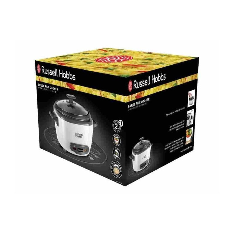 Cuiseur a riz - RUSSELL HOBBS - 27040-56 - 500 W - 3,3 L - 200 programmes - 14 portions - Blanc