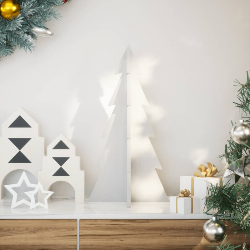 Arbre de Noël en bois pour décoration blanc 59,5cm pin massif