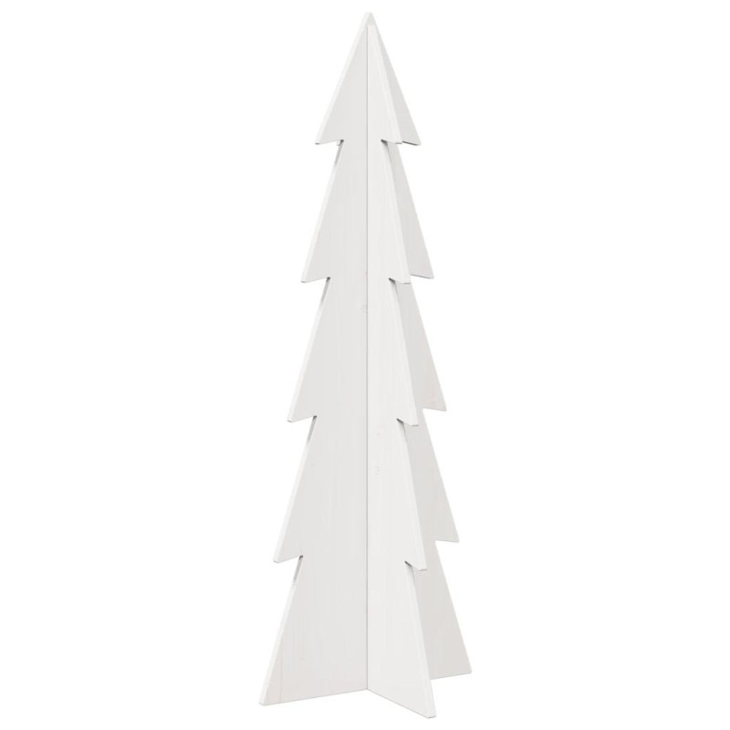 Arbre de Noël en bois pour décoration blanc 112 cm pin massif