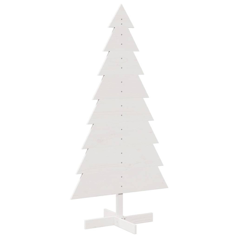 Arbre de Noël en bois pour décoration blanc 150 cm pin massif