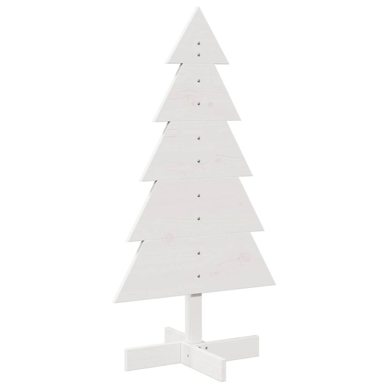 Arbre de Noël en bois pour décoration blanc 100 cm pin massif