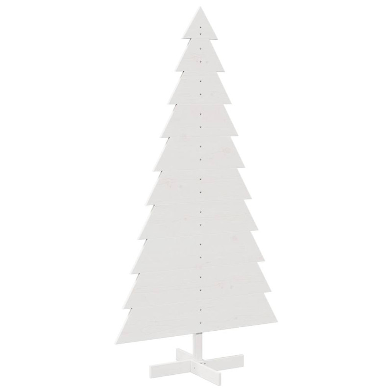 Arbre de Noël en bois pour décoration blanc 180 cm pin massif