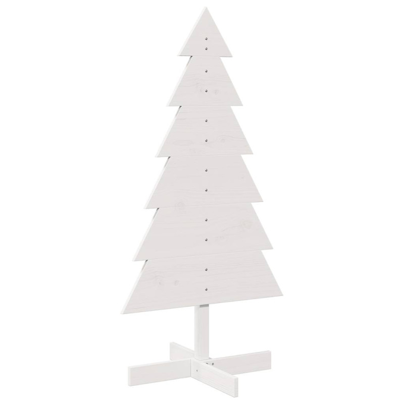 Arbre de Noël en bois pour décoration blanc 120 cm pin massif