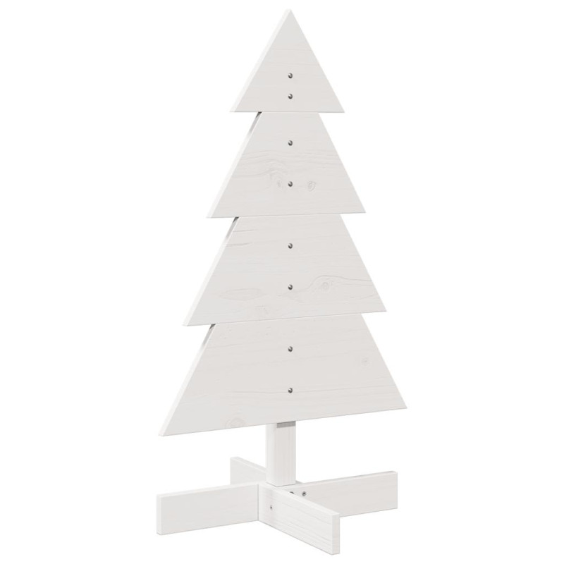 Arbre de Noël en bois pour décoration blanc 80 cm pin massif