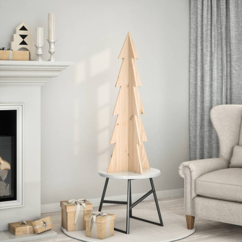 Arbre de Noël en bois pour décoration 112 cm bois massif de pin