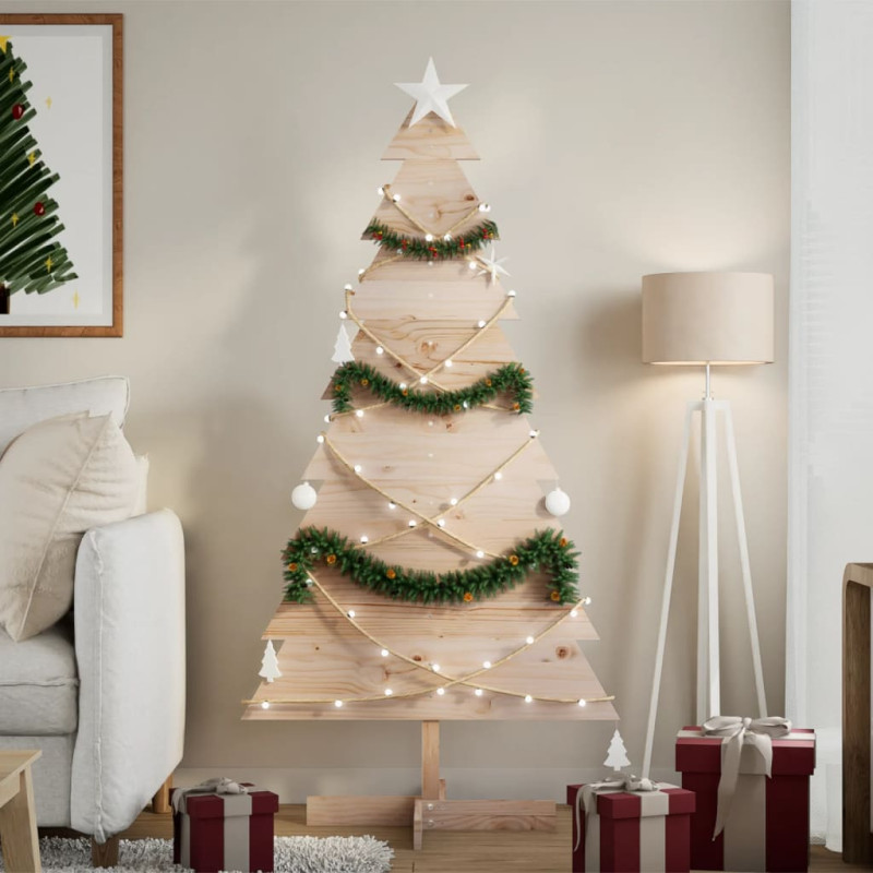 Arbre de Noël en bois pour décoration 150 cm bois massif de pin