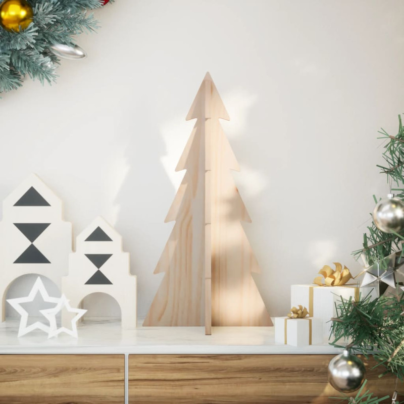 Arbre de Noël en bois pour décoration 59,5cm bois massif de pin