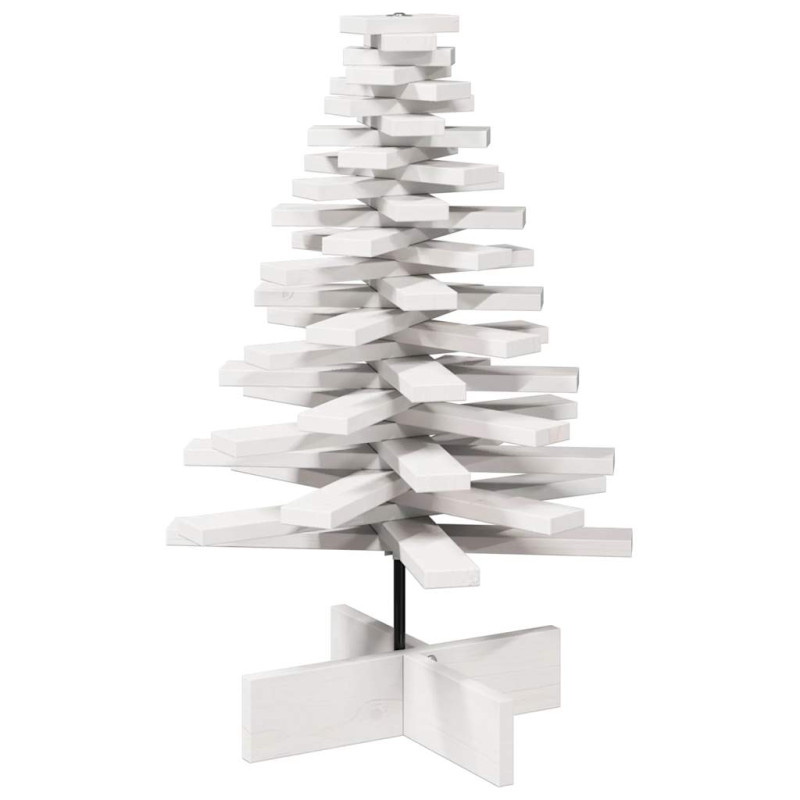 Arbre de Noël en bois pour décoration blanc 80 cm pin massif