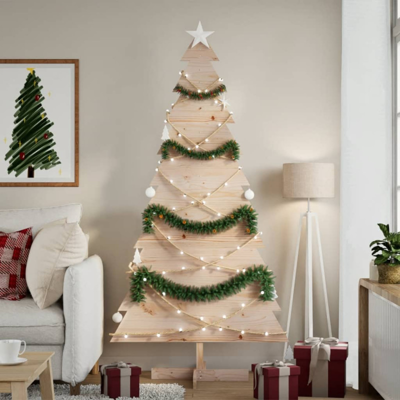 Arbre de Noël en bois pour décoration 180 cm bois massif de pin