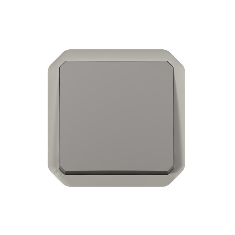 Poussoir NO étanche PLEXO 10 A avec enjoliveur finition gris (Boîte de 10) LEGRAND 069540L