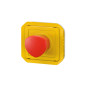 Coup de poing d urgence poussoir déverrouillage 1 4 tour étanche PLEXO avec enjoliveur jaune et bouton rouge LEGRAND 069549L