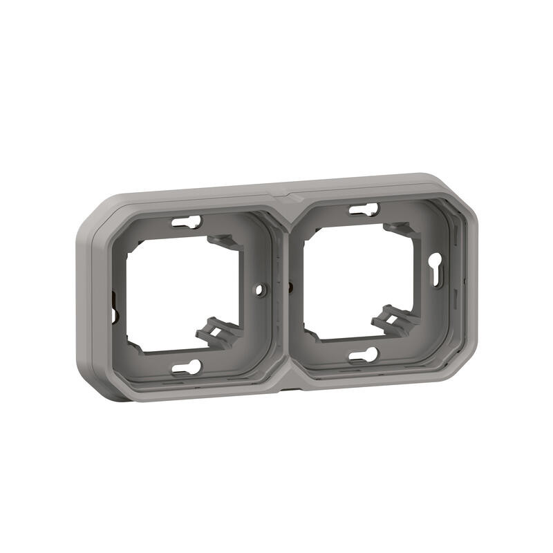 Support plaque étanche pour montage encastré PLEXO 2 postes horizontaux ou verticaux gris (boîte de 5) LEGRAND 069683L