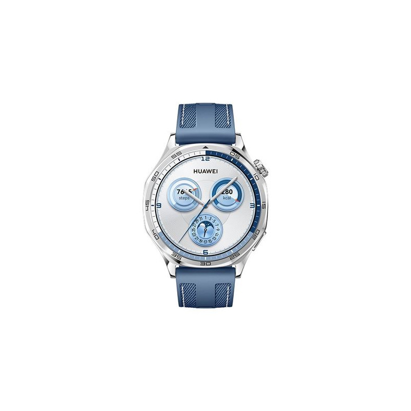 Montre connectée Huawei Watch GT 5 46 mm acier inoxydable avec bracelet en nylon Bleu