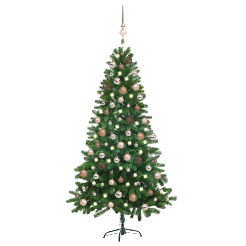 Arbre de Noël artificiel pré éclairé et boules 150 cm Vert