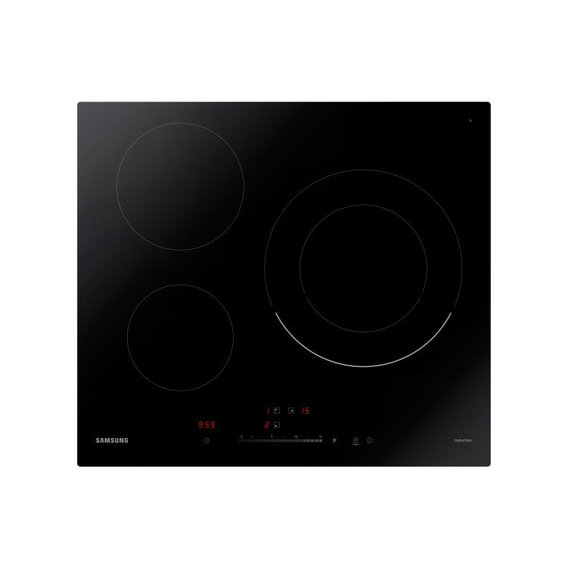 Samsung Table de cuisson induction - 3 foyers - 1 double foyer, 15 niveaux de p SAMSUNG - NZ63R3727BK