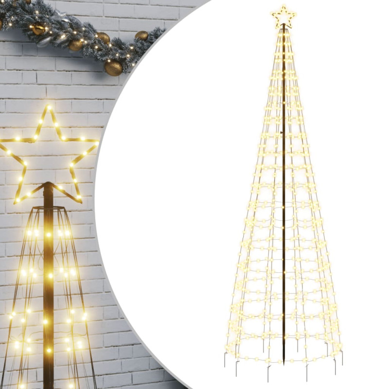 Arbre de Noël lumineux avec piquets 570 LED blanc chaud 300 cm