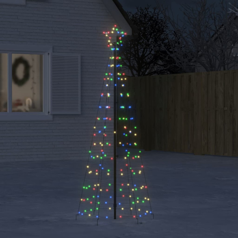 Arbre de Noël lumineux avec piquets 220 LED coloré 180 cm