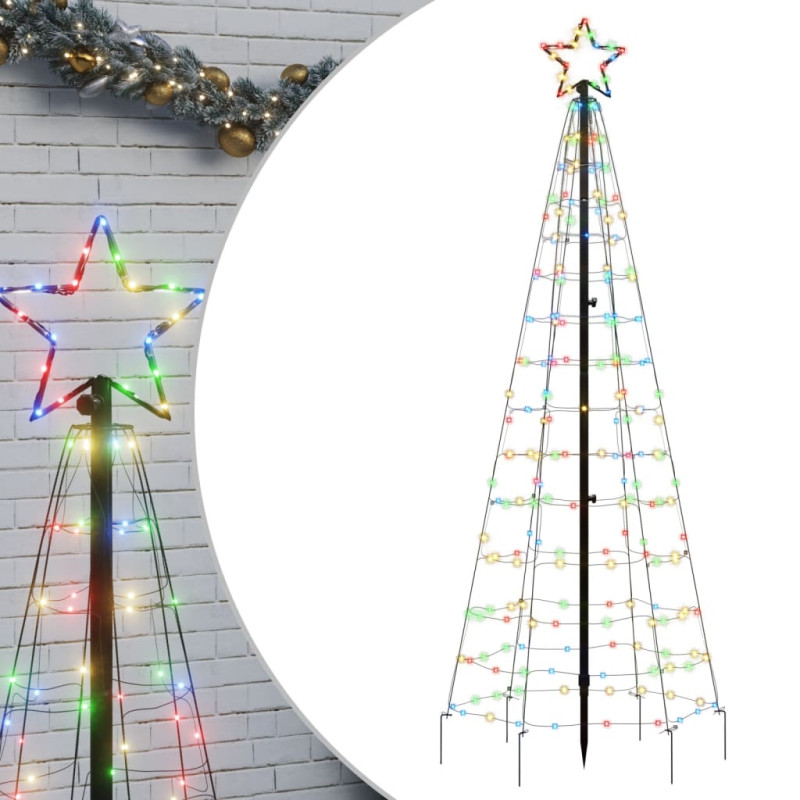 Arbre de Noël lumineux avec piquets 220 LED coloré 180 cm