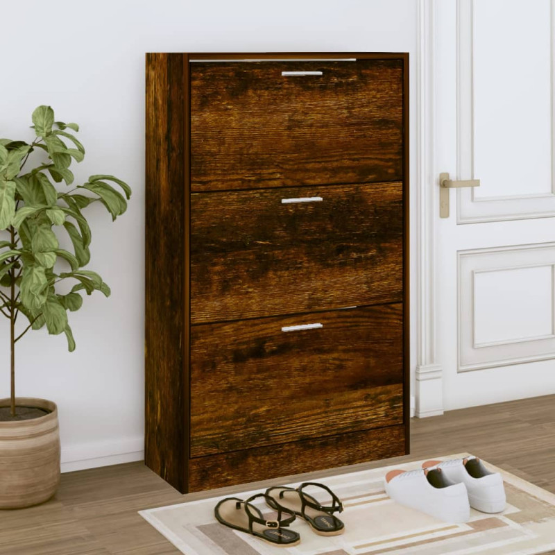 Armoire à chaussures Chêne fumé 63x24x103 cm Bois d ingénierie