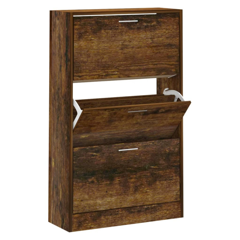 Armoire à chaussures Chêne fumé 63x24x103 cm Bois d ingénierie