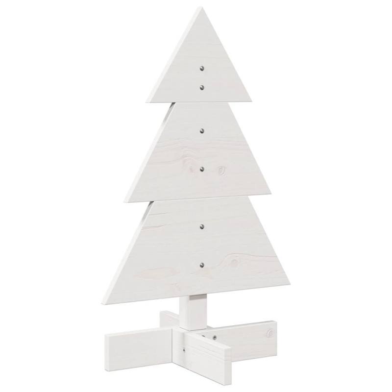 Arbre de Noël en bois pour décoration blanc 60 cm pin massif