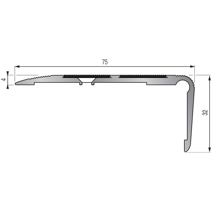 Nez de marche 6T 75x32mm percé L 3m DINAC 664110