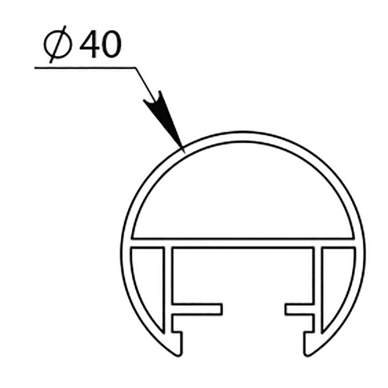 Profil de main courante aluminium ronde D40 2m DUVAL 61 0102 1402