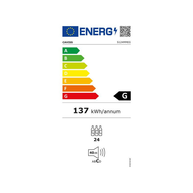 Cave de service - Classe G - 24 bouteilles - 4 clayettes fils + 1 casie CAVISS - S124MMEG