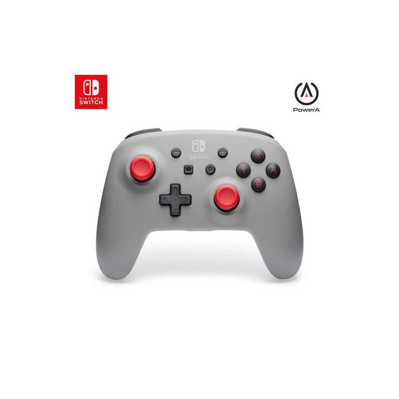 Manette sans fil à piles PowerA Retro Grey with Motion pour Nintendo Switch Gris Rouge et Noir