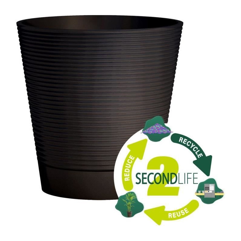 Pot réserve d'eau - GARDEN ID - Green Care Sense Noir-Anthracite 40 cm - Garanti 10ans - 100% recyclé