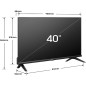 TV LED - HISENSE - 40A4N - 40 (100 cm) - Bords ultra fins - Full HD (1920x1080) - Smart TV - 2xHDMI