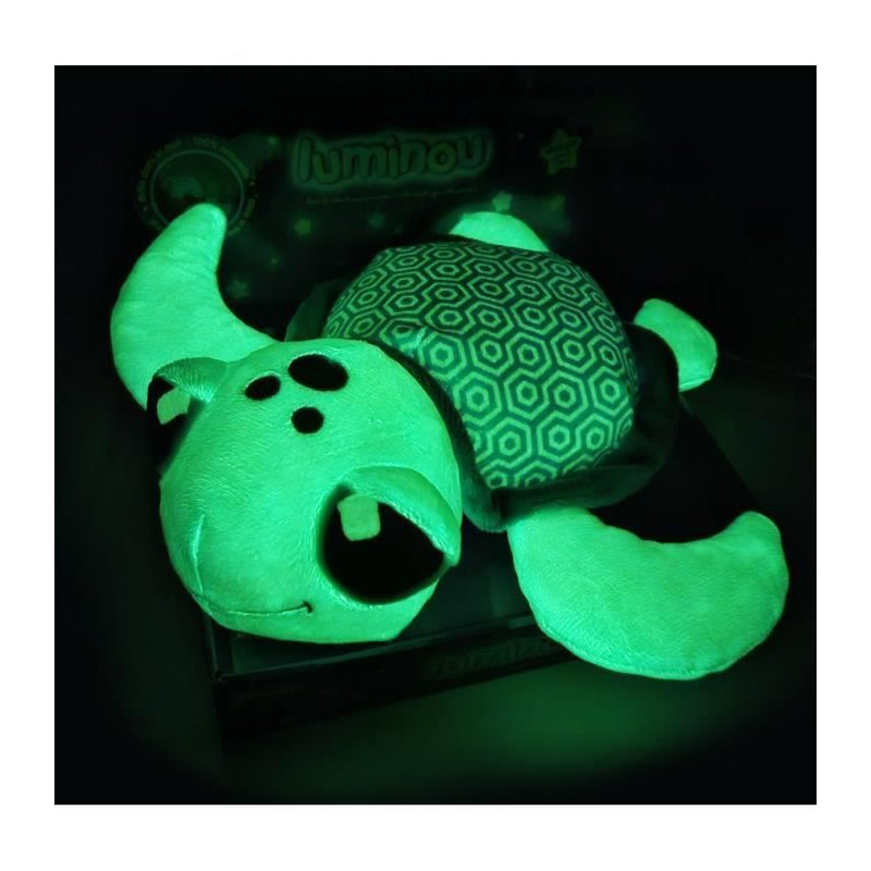 Ma Petite Carapace Peluche Tortue Lumineuse Naturelle +/- 25 cm - JEMINI - Chargeable a la lumiere, fonctionne sans pile.