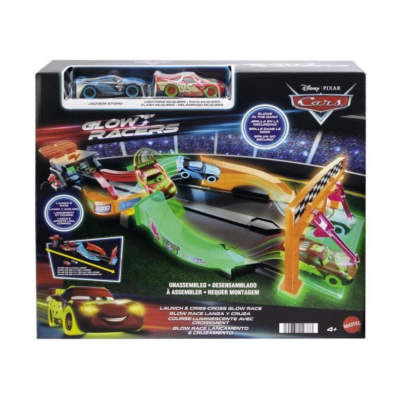 Circuit Glow Racers - Mattel - HPD80 - Jouet de course phosphorescent pour enfant de 4 ans et plus