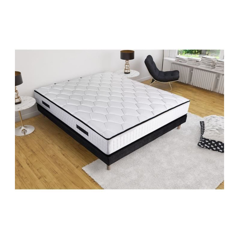 Ensemble sommier et matelas - NEW YORK - 140 x 190 - Ressorts - Sommier a lattes