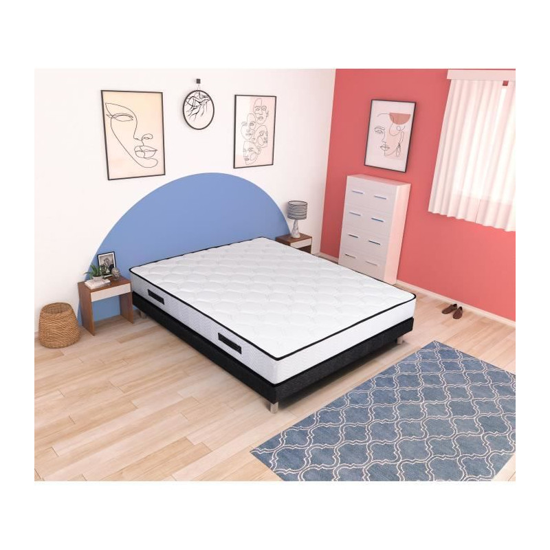 Ensemble sommier et matelas - PARIS - 140 x 190 - Ressorts - Sommier a lattes