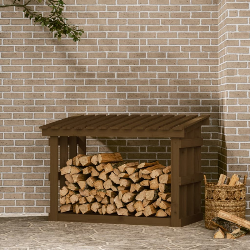 Support de bois de chauffage Marron miel 108x64,5x77cm Bois pin