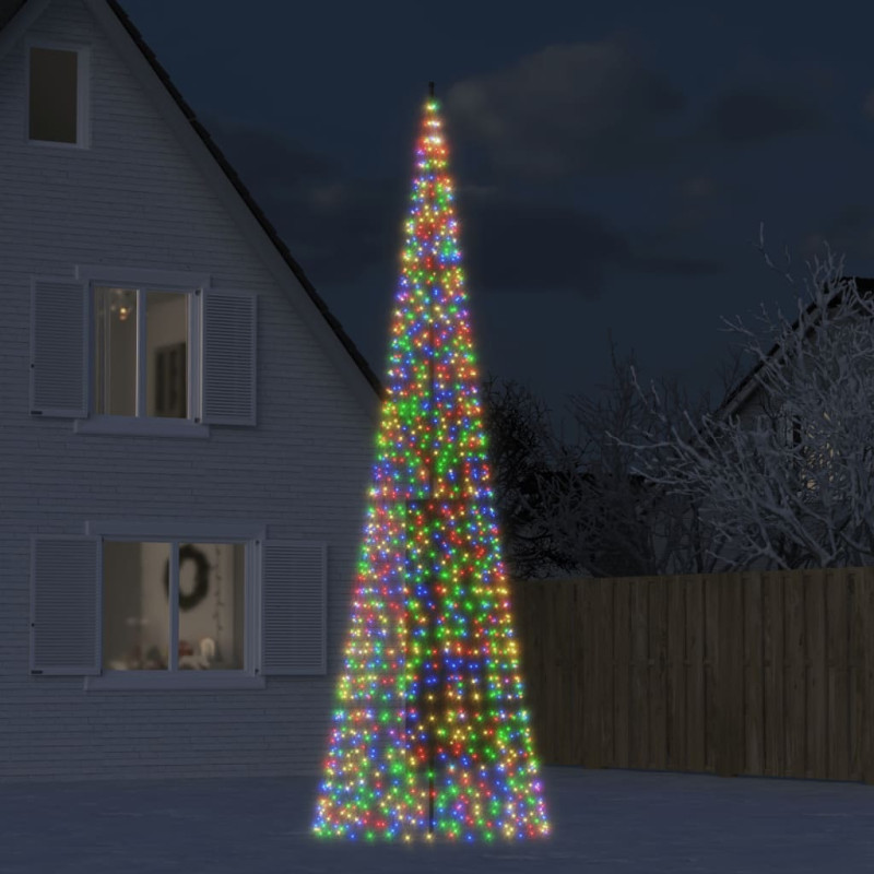 Arbre de Noël lumineux sur mât de drapeau 1534 LED coloré 500cm