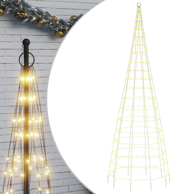 Arbre de Noël lumineux sur mât de drapeau 550 LED blanc 300 cm