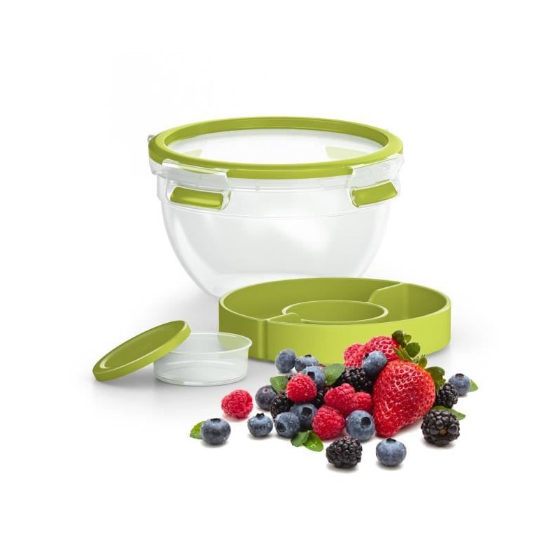 TEFAL Masterseal To Go Salad Box, Boîte alimentaire 1 L, 2 compartiments, 100% hermétique, Sans BPA, Garantie 30 ans K3100112