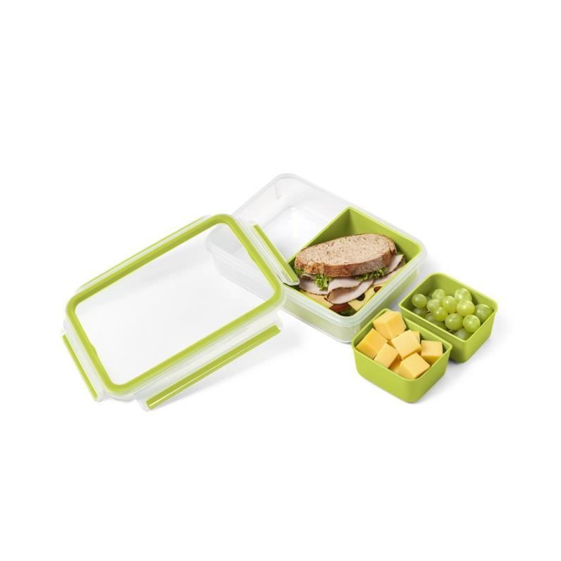 TEFAL Masterseal To Go Lunch Box, Boîte a déjeuner 1,2 L, 3 compartiments, 100% hermétique, Sans BPA, Garantie 30 ans K310041