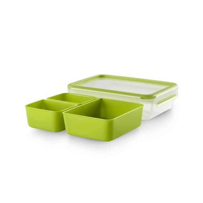 TEFAL Masterseal To Go Lunch Box, Boîte a déjeuner 1,2 L, 3 compartiments, 100% hermétique, Sans BPA, Garantie 30 ans K310041