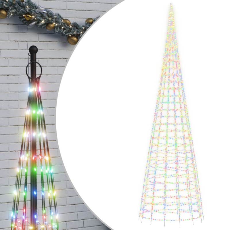 Arbre de Noël lumineux sur mât de drapeau 3000LED coloré 800 cm