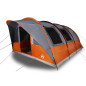 Tente de camping tunnel 5 personnes gris et orange imperméable