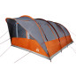 Tente de camping tunnel 5 personnes gris et orange imperméable