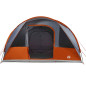 Tente de camping tunnel 5 personnes gris et orange imperméable